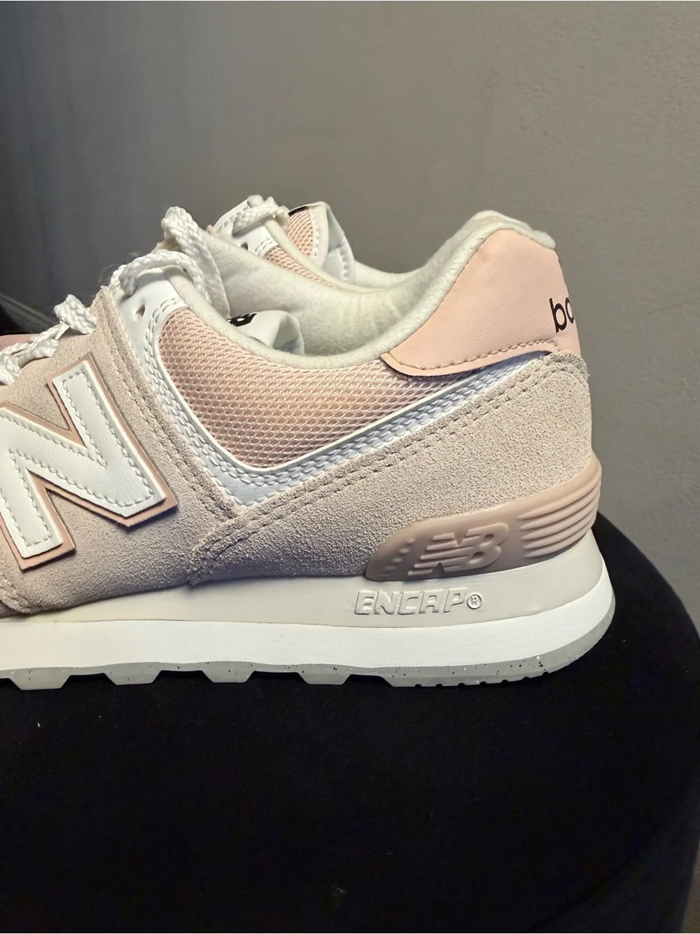 New Balance Pink and White 574-Style Low Top Sneakers